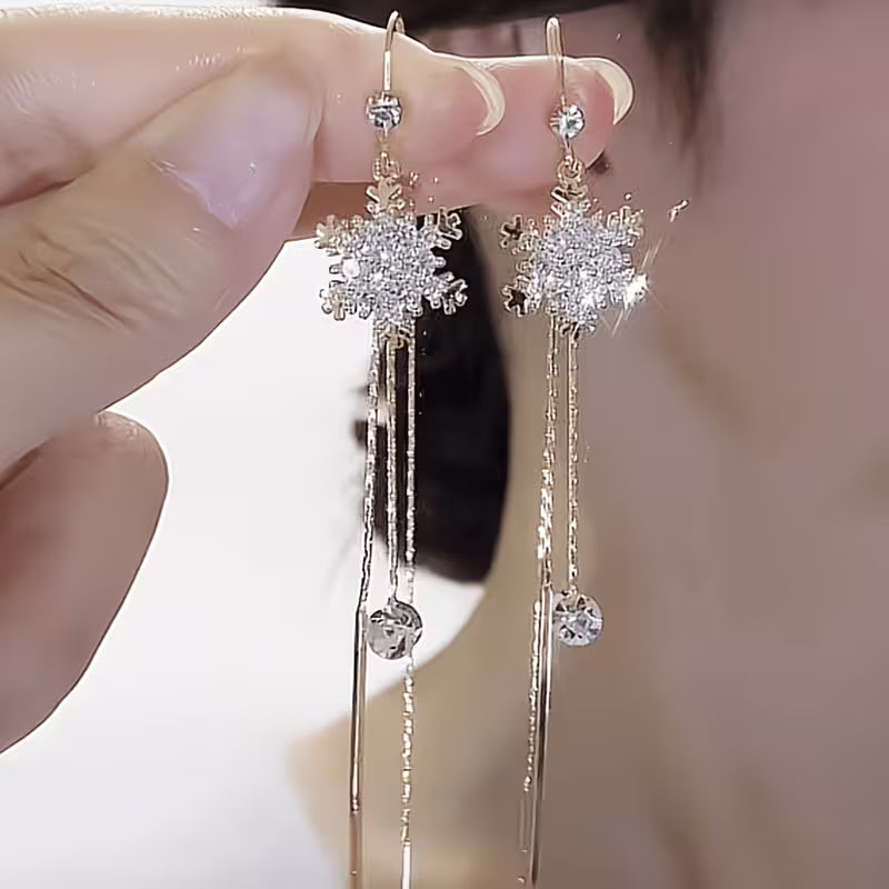 Snowflake Drop Stud Earrings