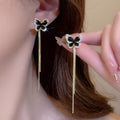 Black Butterfly Tassel Earrings