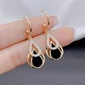 Black Double-Layer Drop Earrings