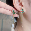 Green Butterfly Tassel Earrings