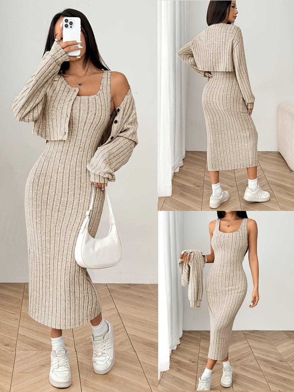 Cropped Cardigan & Dress Set - view 1