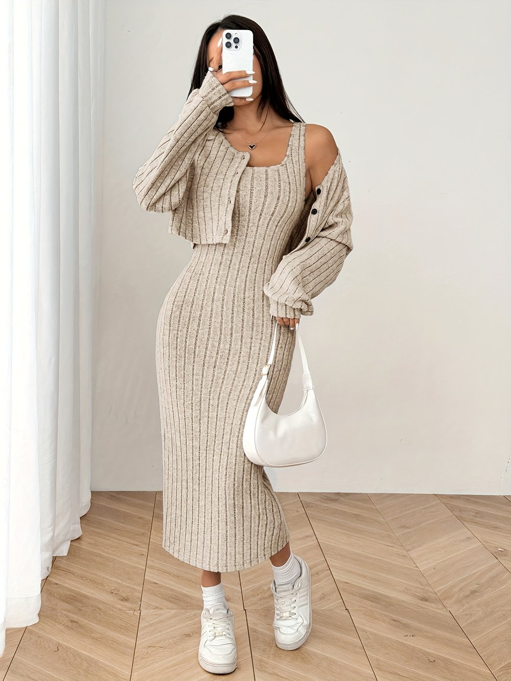 Cropped Cardigan & Dress Set - view 2