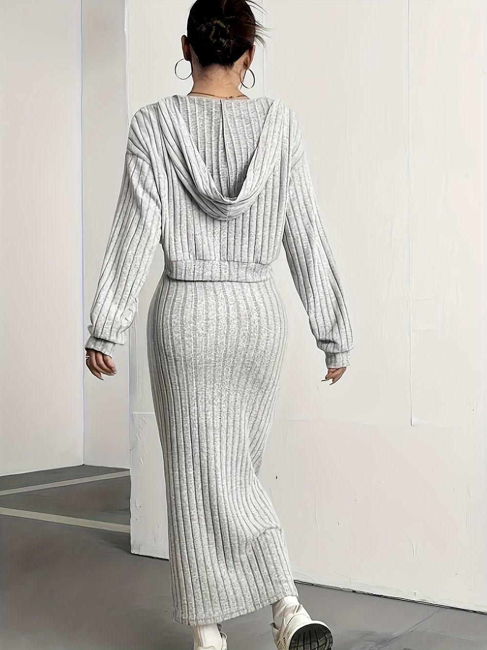 Drop-Shoulder Hooded Dress Set - view 2