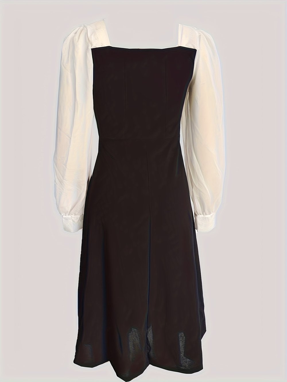 Black Organza Square-Neck Midi Dress - view 7