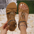 Rhinestone Flower Flat Sandals