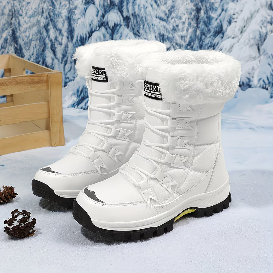 Fleece-Lined Lace-Up Snow Boots