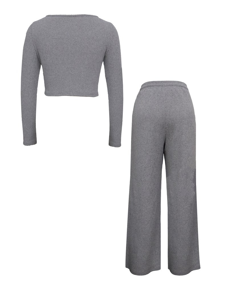 Tailored Short-Sleeve Wide-Leg Two-Piece Set - view 2