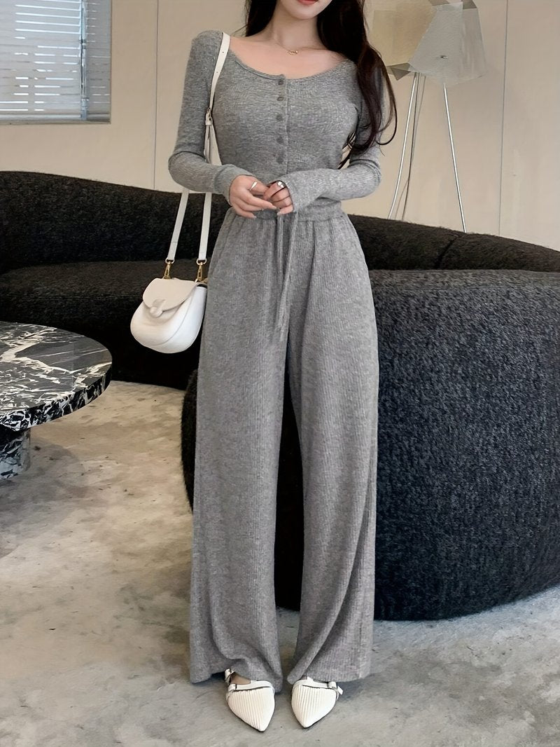 Tailored Short-Sleeve Wide-Leg Two-Piece Set - view 4
