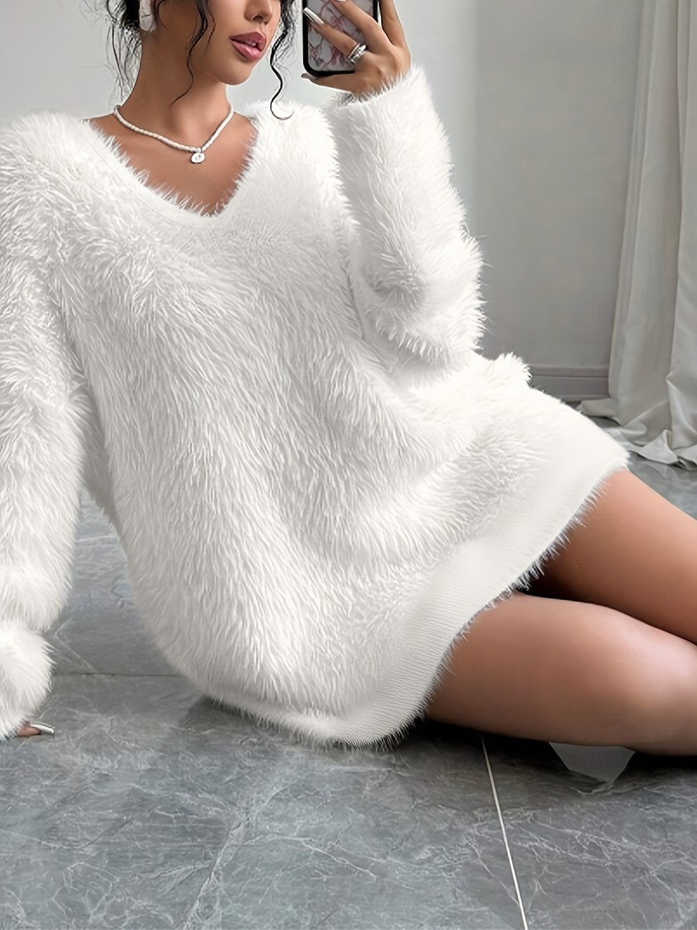 V-Neck Sweater Party Dress - view 6