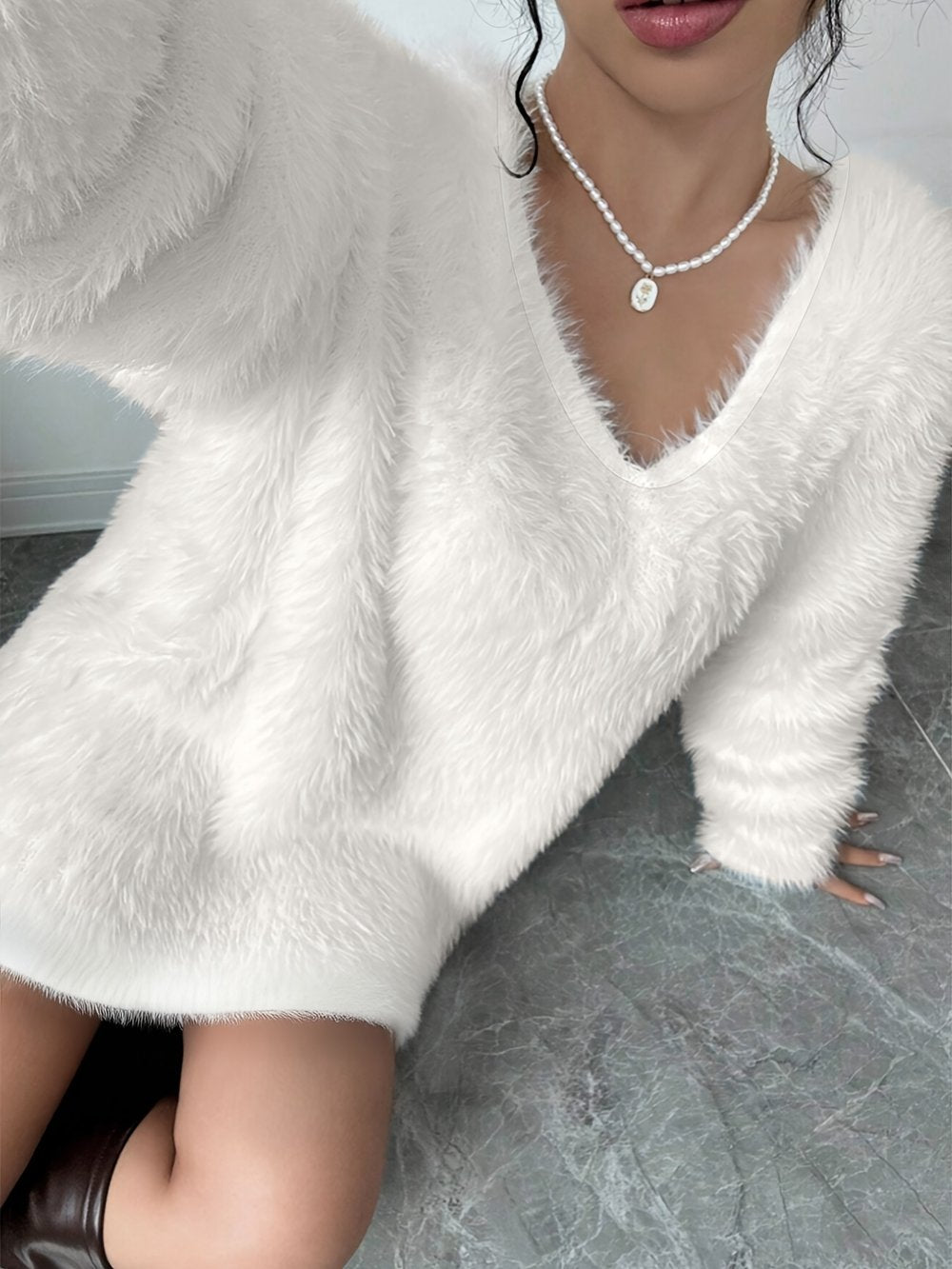 V-Neck Sweater Party Dress - view 7