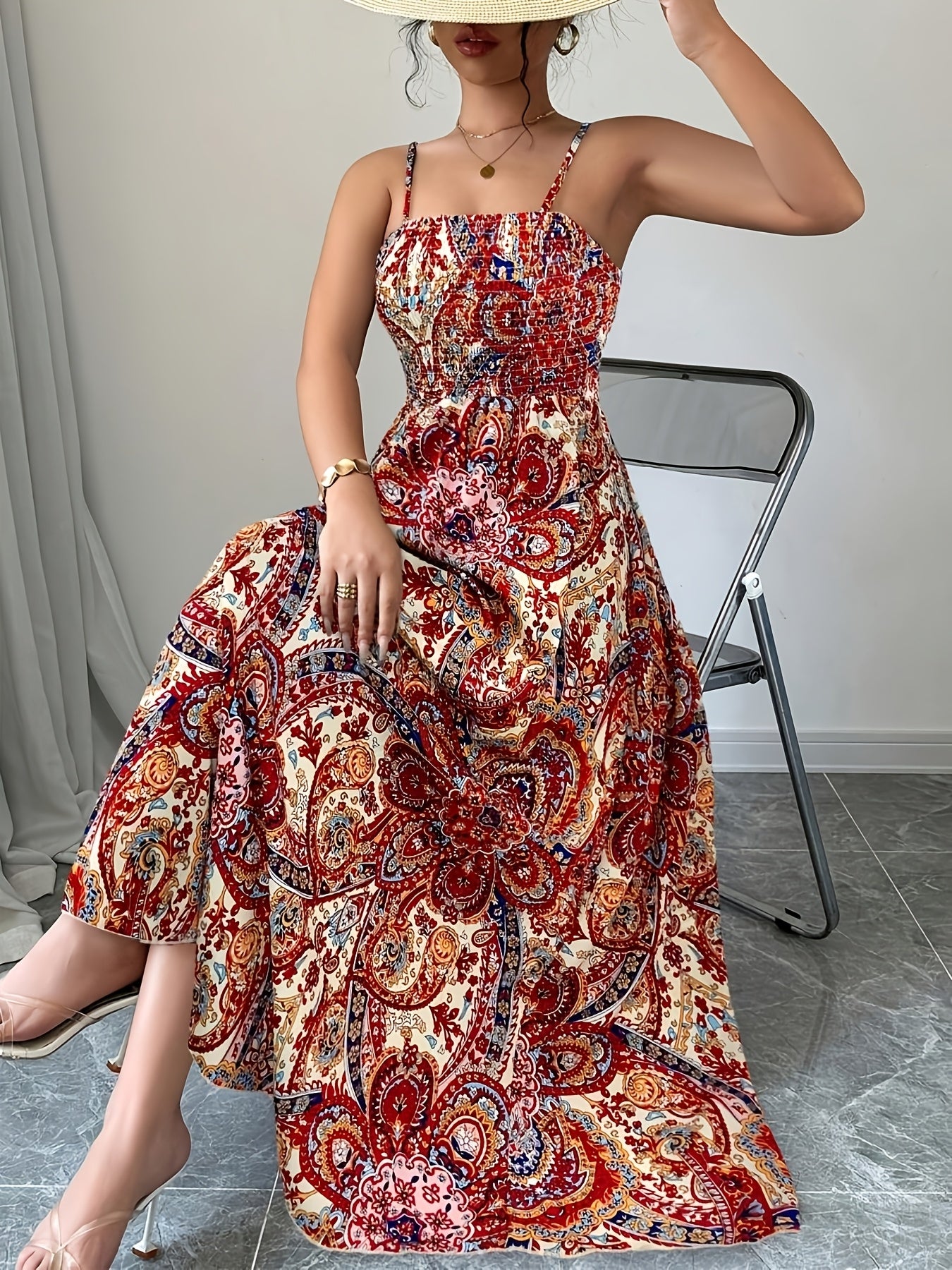 Paisley Suspender Maxi Dress - gallery image 1