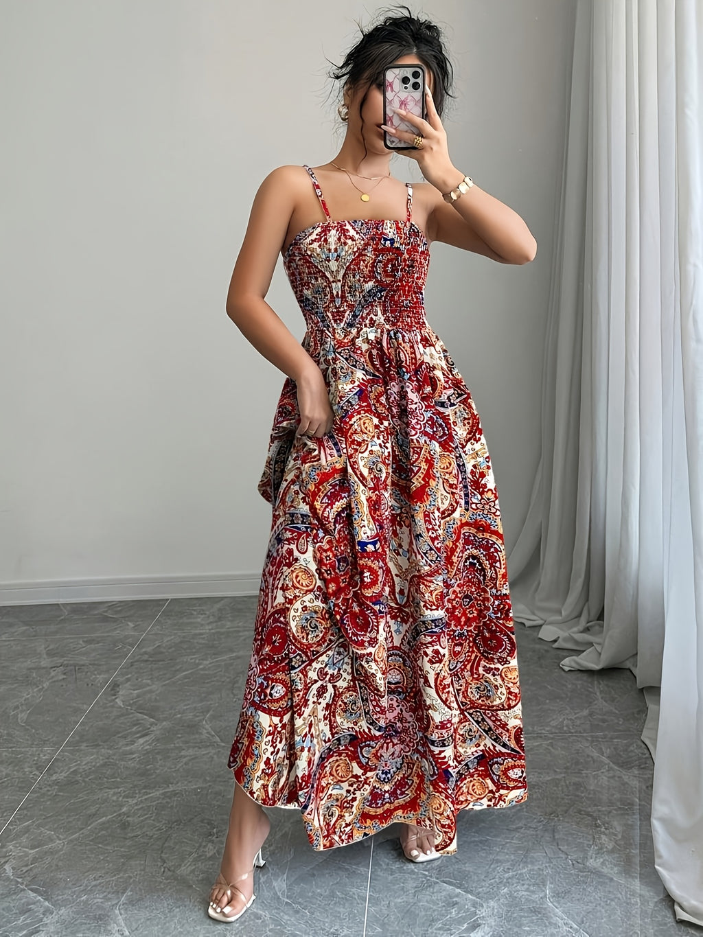 Paisley Suspender Maxi Dress - gallery image 6