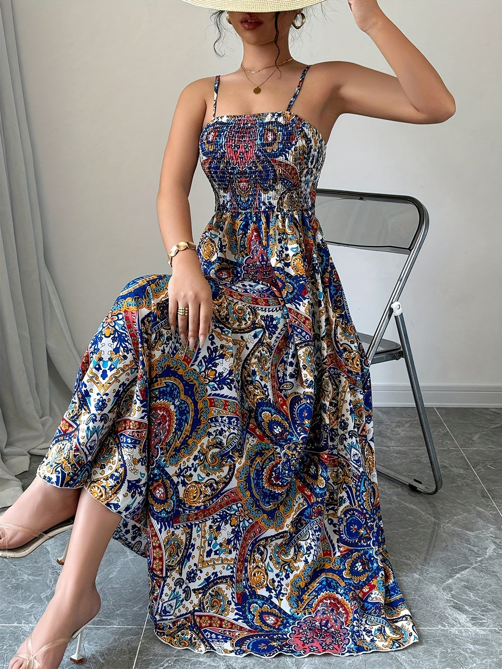 Paisley Suspender Maxi Dress - gallery image 8
