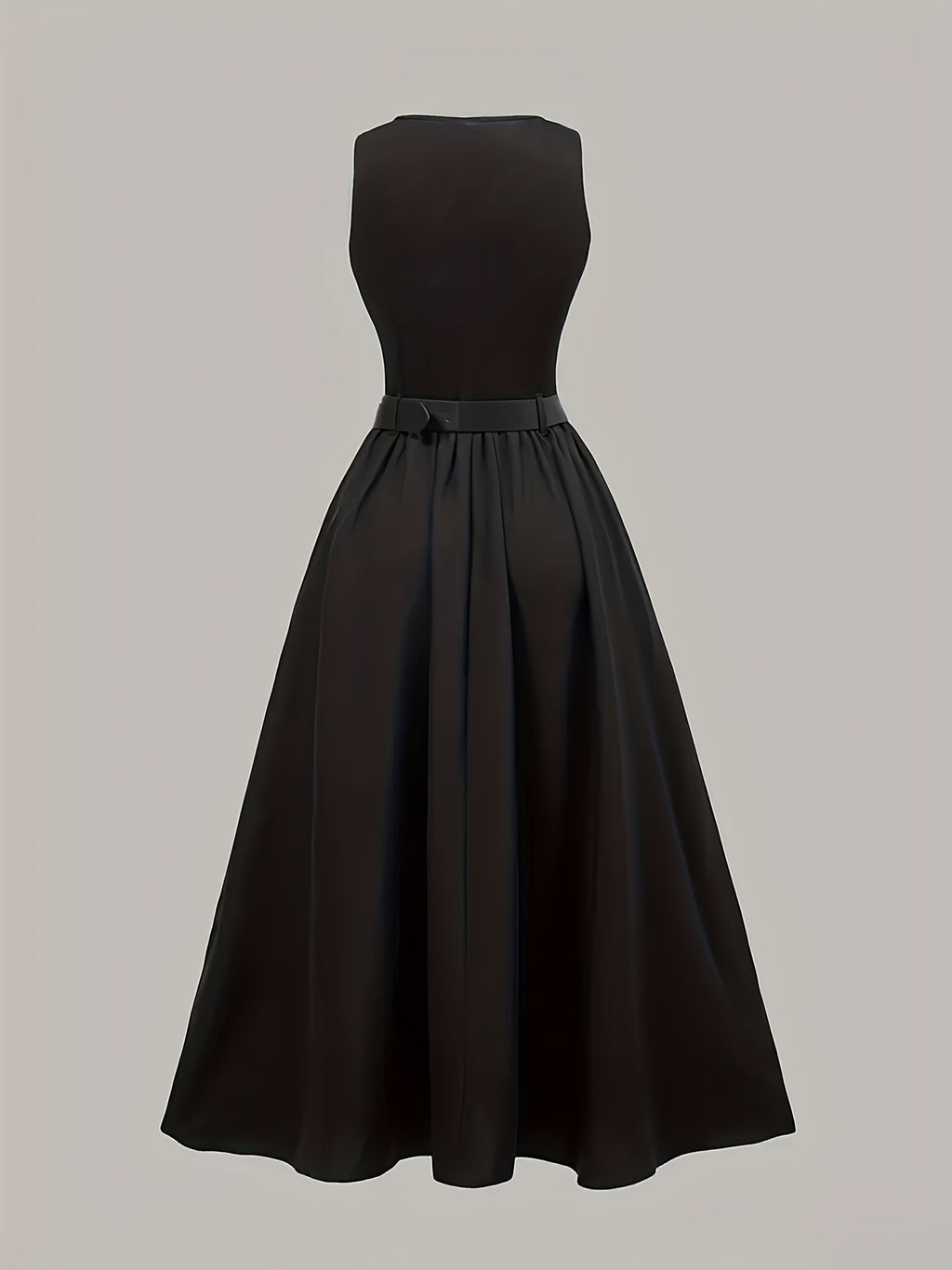 Sleeveless Belted A-Line Midi Dress – gallery image 1