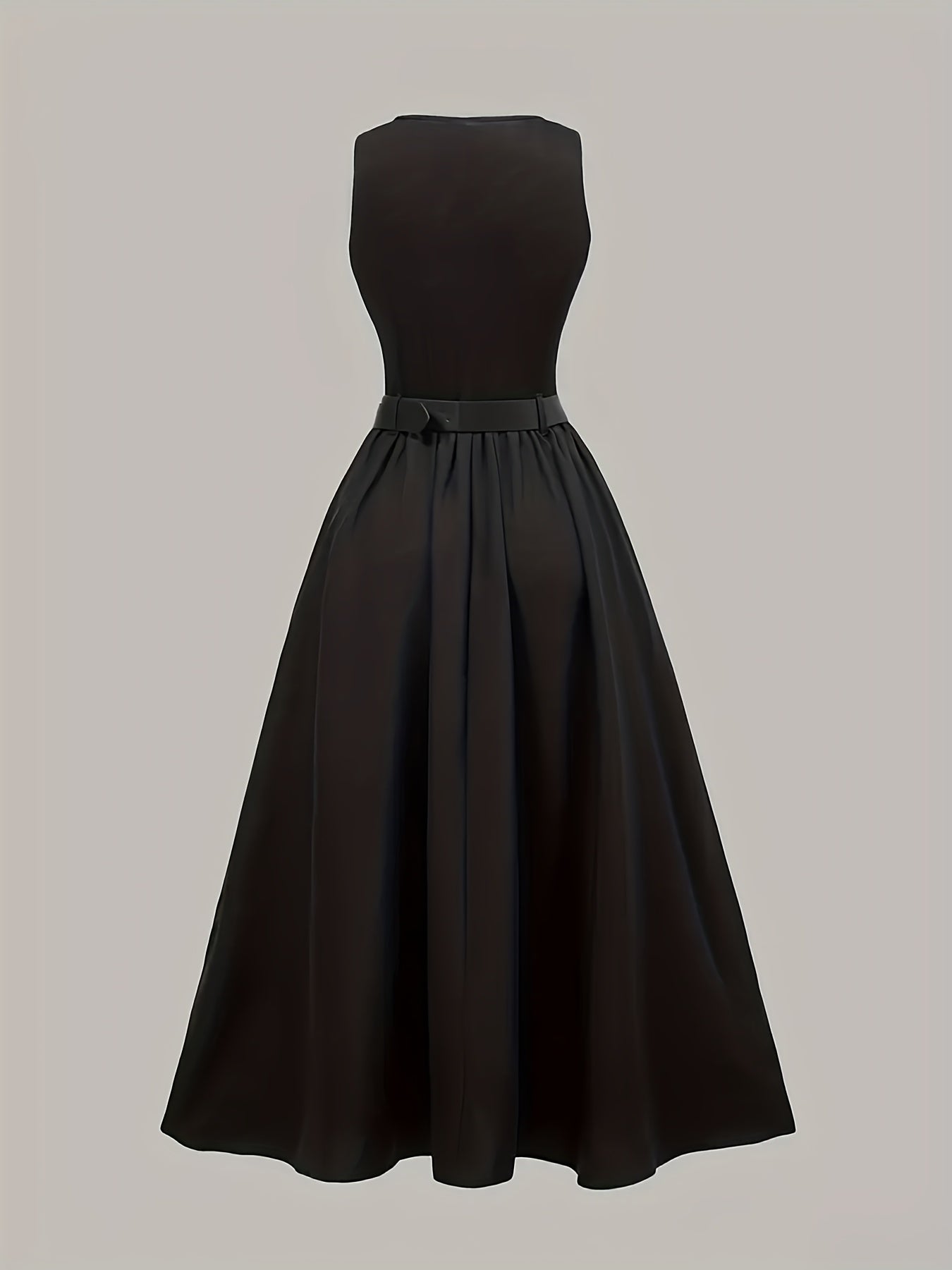 Sleeveless Belted A-Line Midi Dress – gallery image 1
