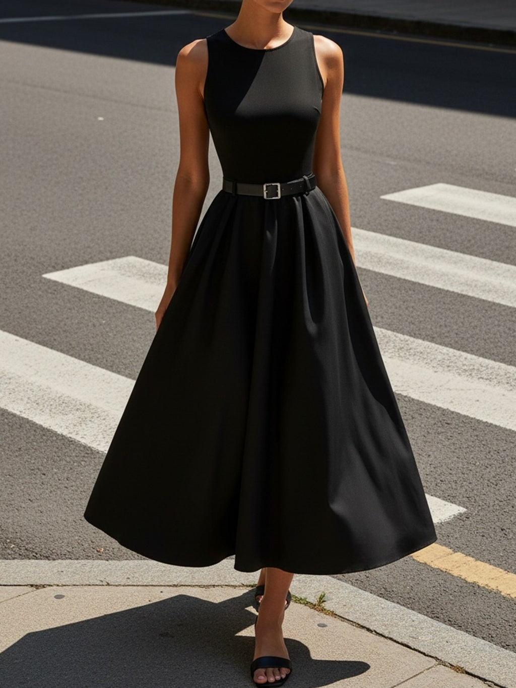 Sleeveless Belted A-Line Midi Dress – gallery image 7