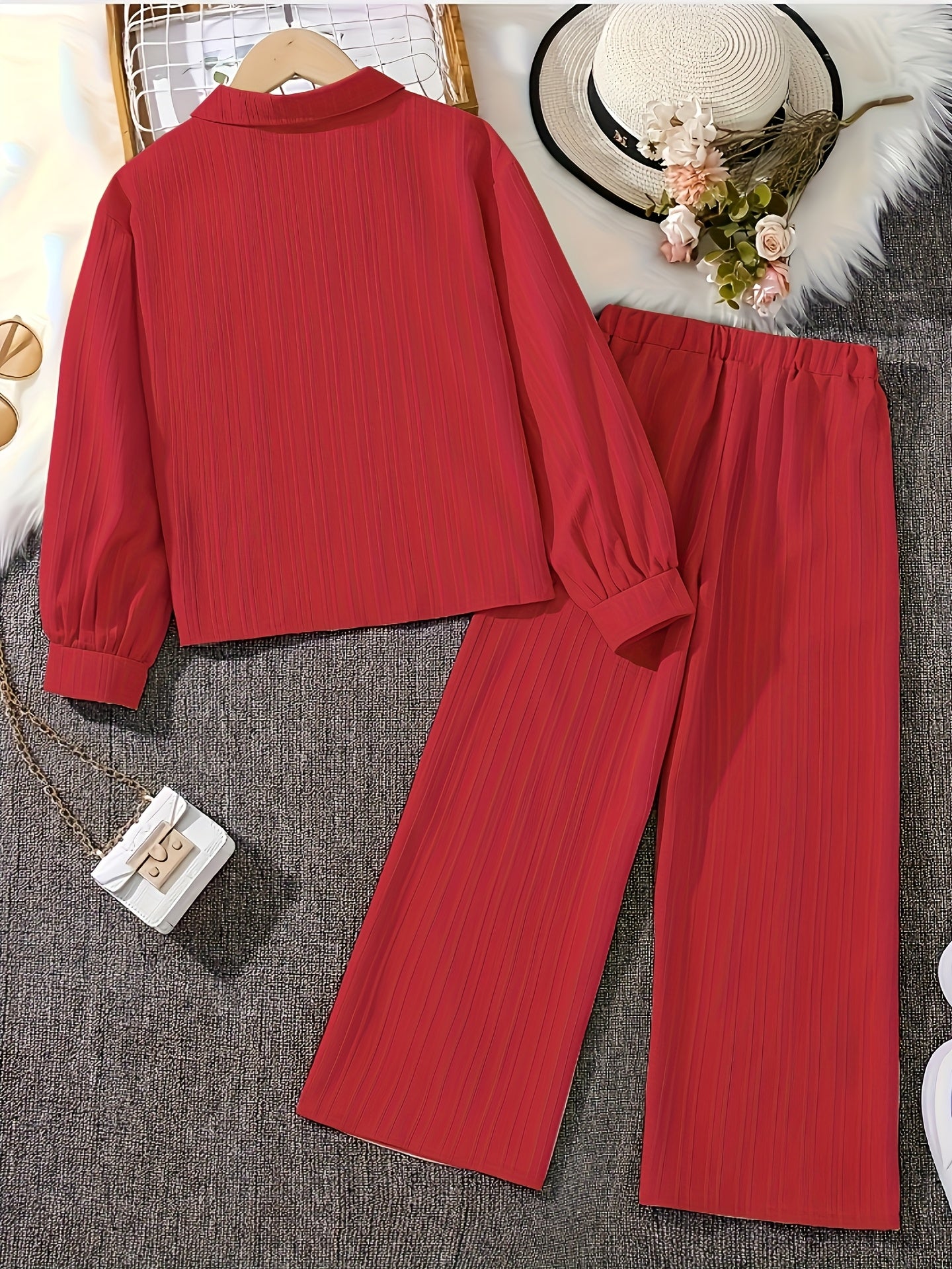 Relaxed Turn-Collar Shirt & Trousers Set — view 1