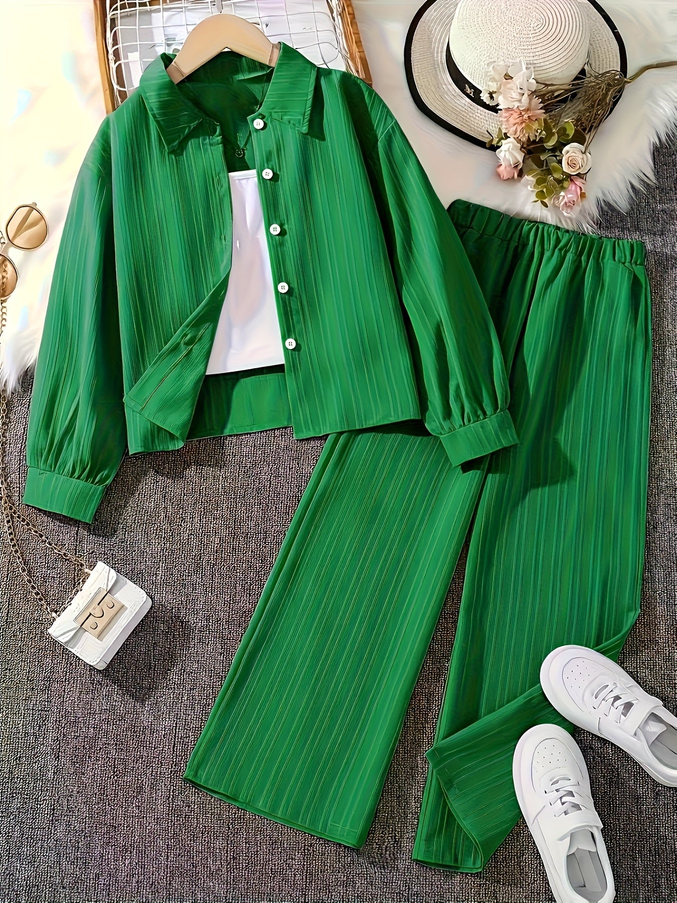 Relaxed Turn-Collar Shirt & Trousers Set — view 6