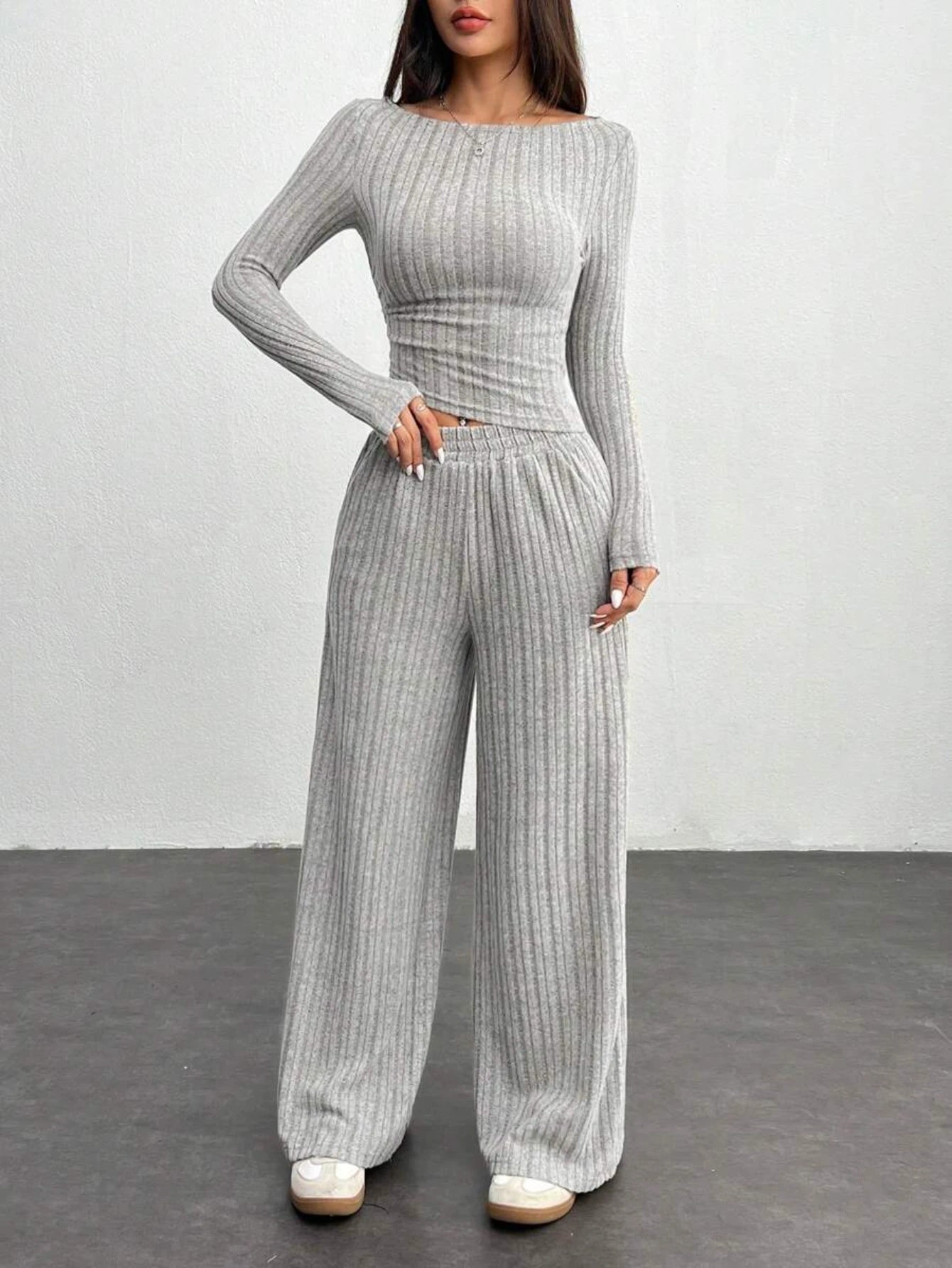 Asymmetric Neckline Wide-Leg Set — view 1