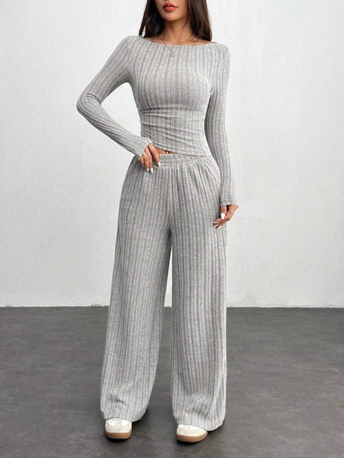 Asymmetric Neckline Wide-Leg Set — view 1