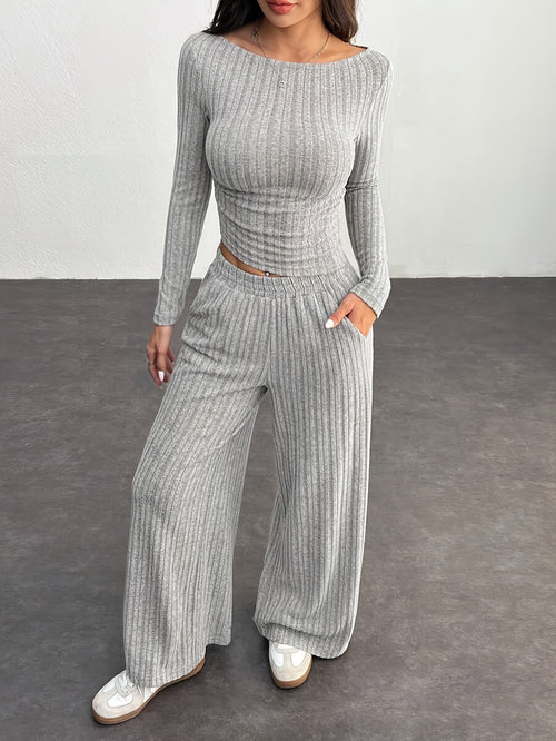 Asymmetric Neckline Wide-Leg Set — view 2