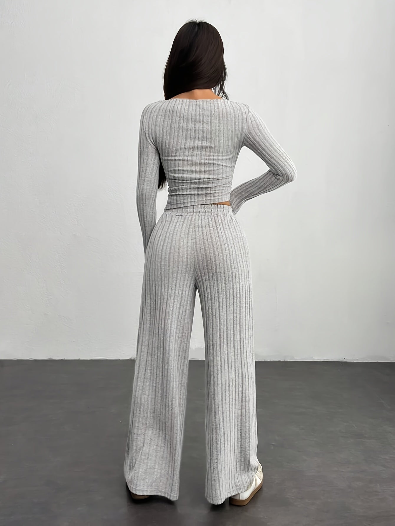 Asymmetric Neckline Wide-Leg Set — view 3