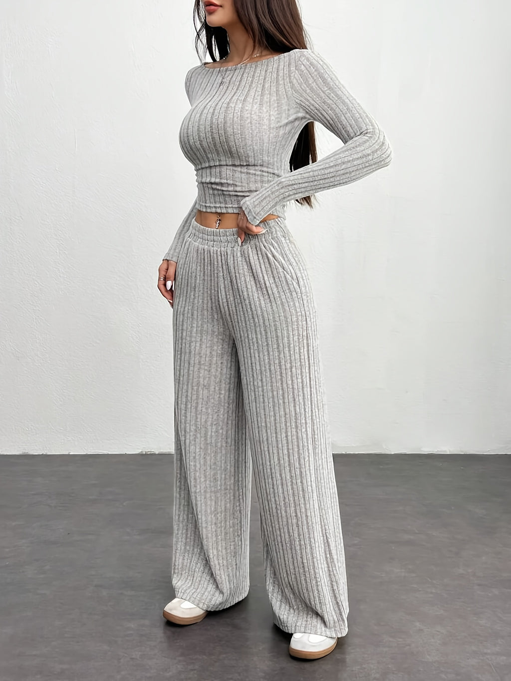 Asymmetric Neckline Wide-Leg Set — view 4