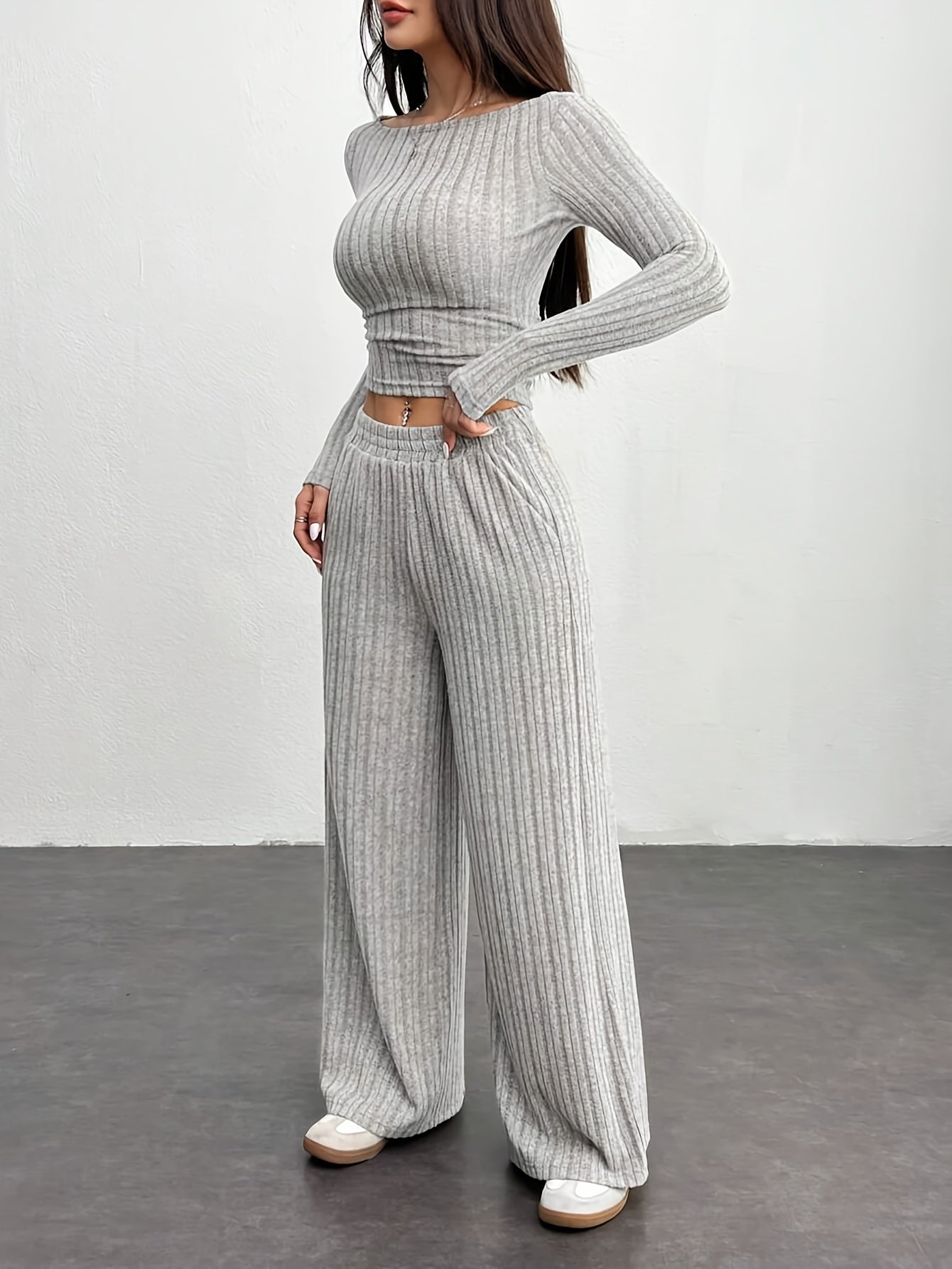 Asymmetric Neckline Wide-Leg Set — view 4