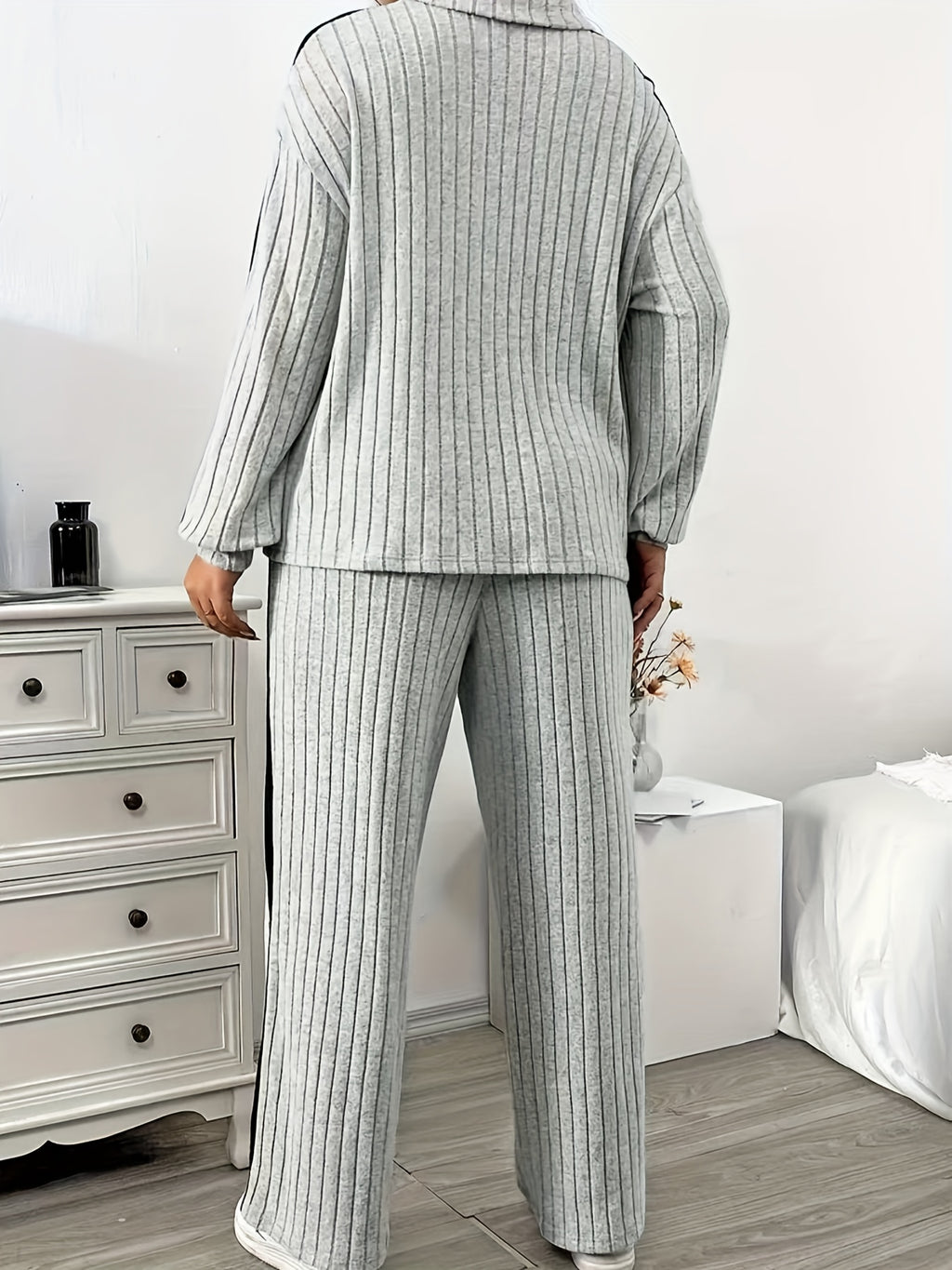 Textured Zip-Collar Wide-Leg Set — view 2