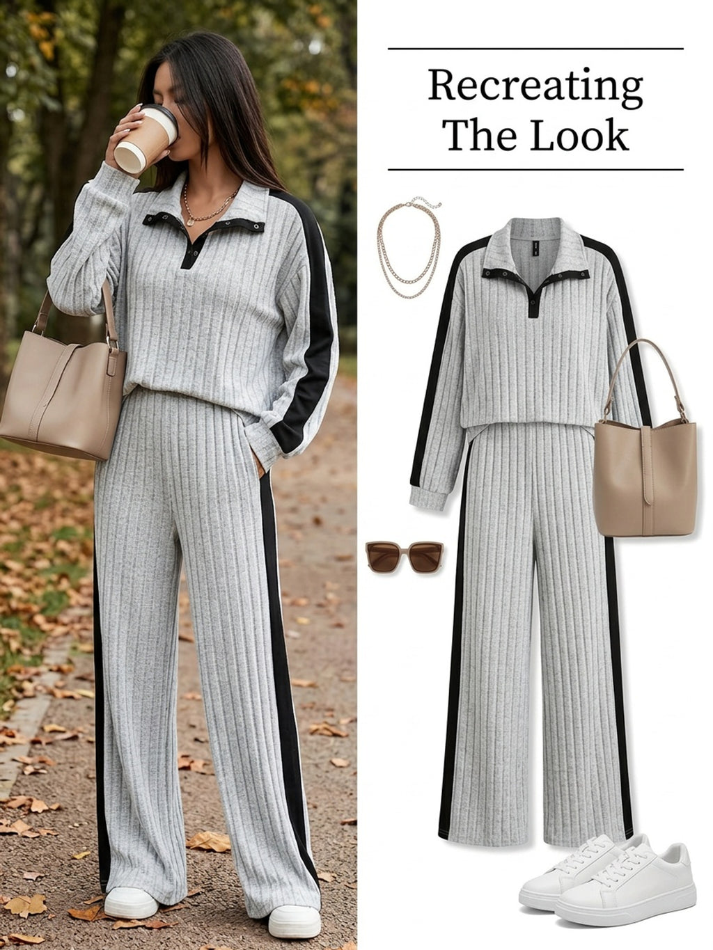 Color-Block Long-Sleeve Lounge Set - gallery image 2