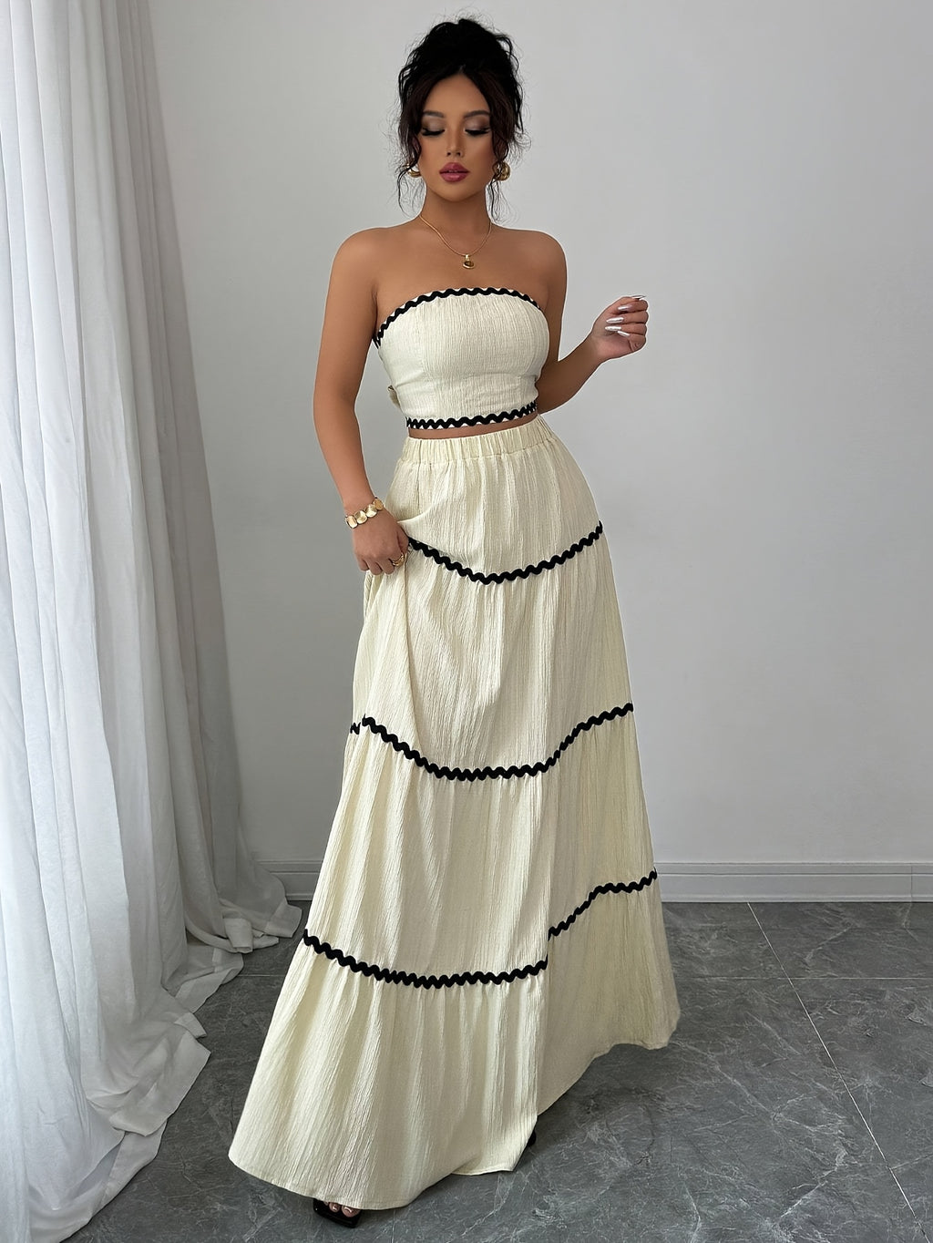 Cropped Top & Midi Skirt Set - gallery image 1