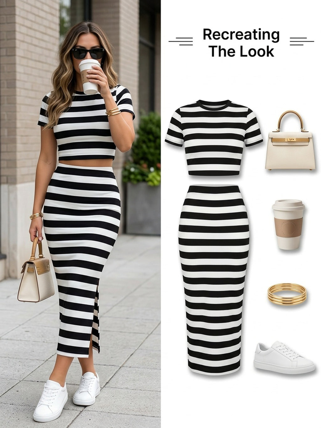 Striped Print Top & Skirt Set - gallery image 14