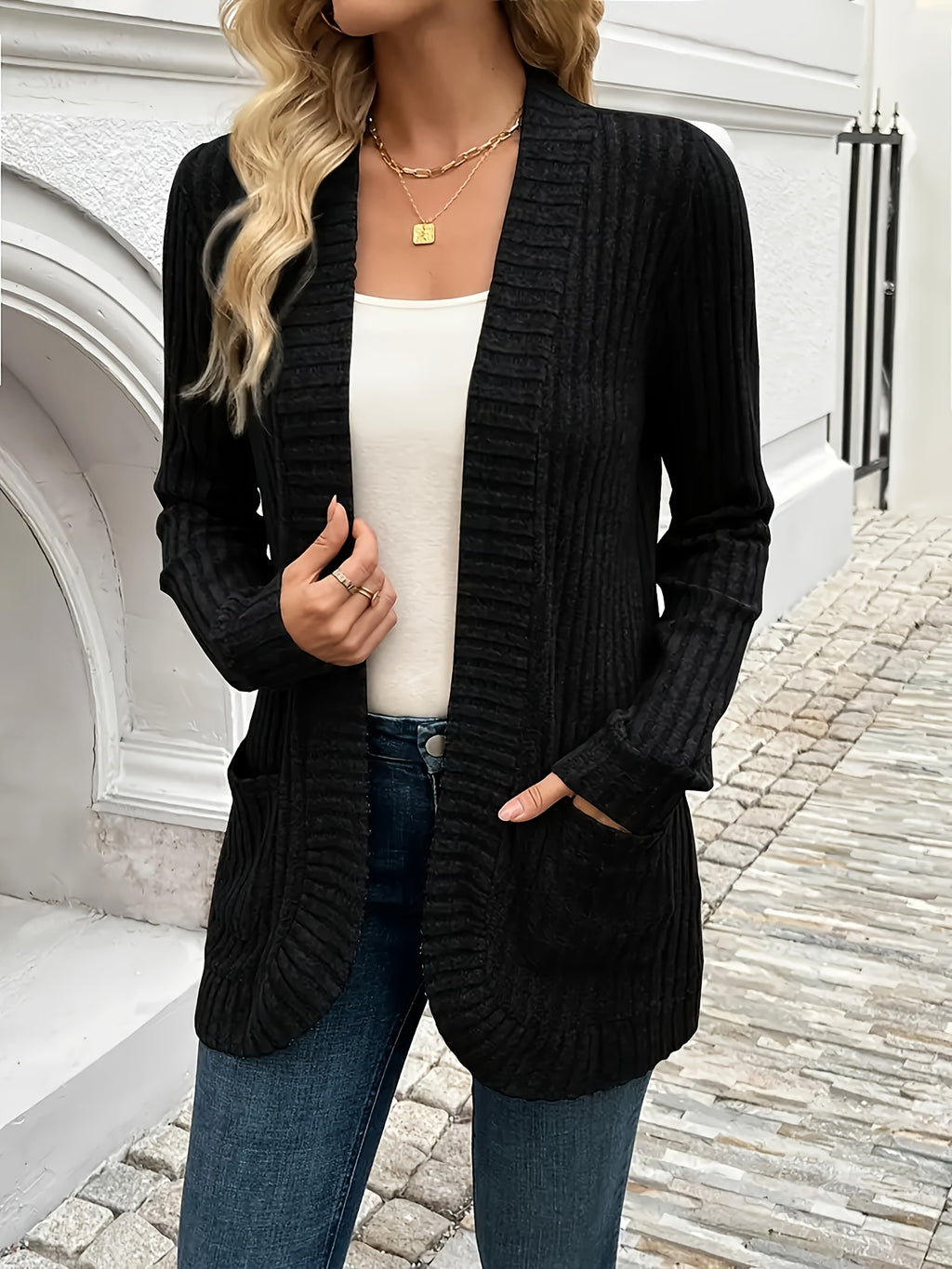 Pocket Open-Front Cardigan Jacket - gallery image 3
