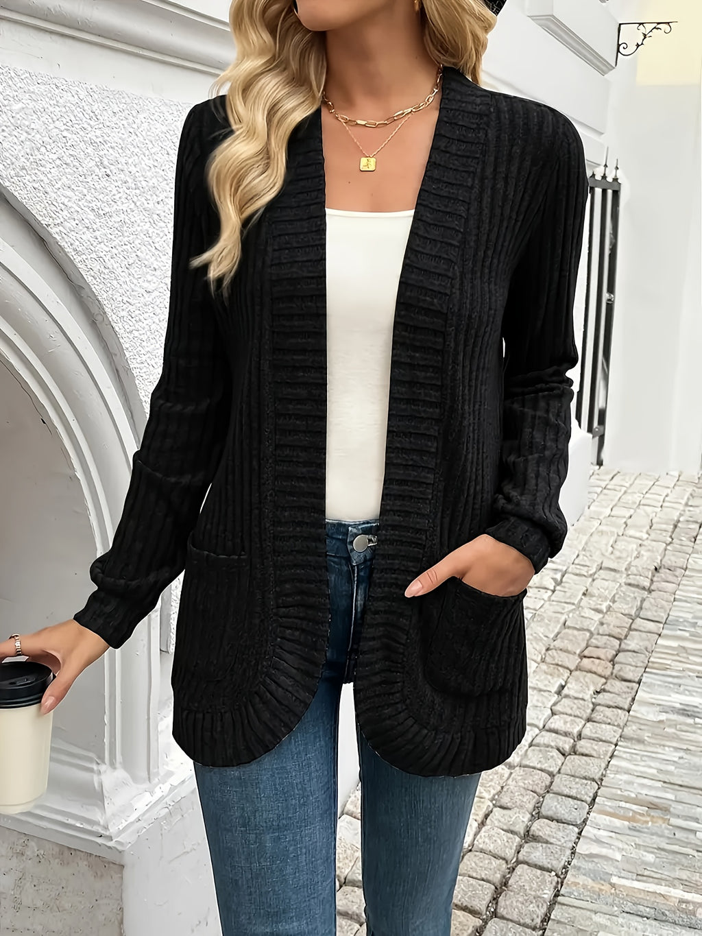 Pocket Open-Front Cardigan Jacket - gallery image 4