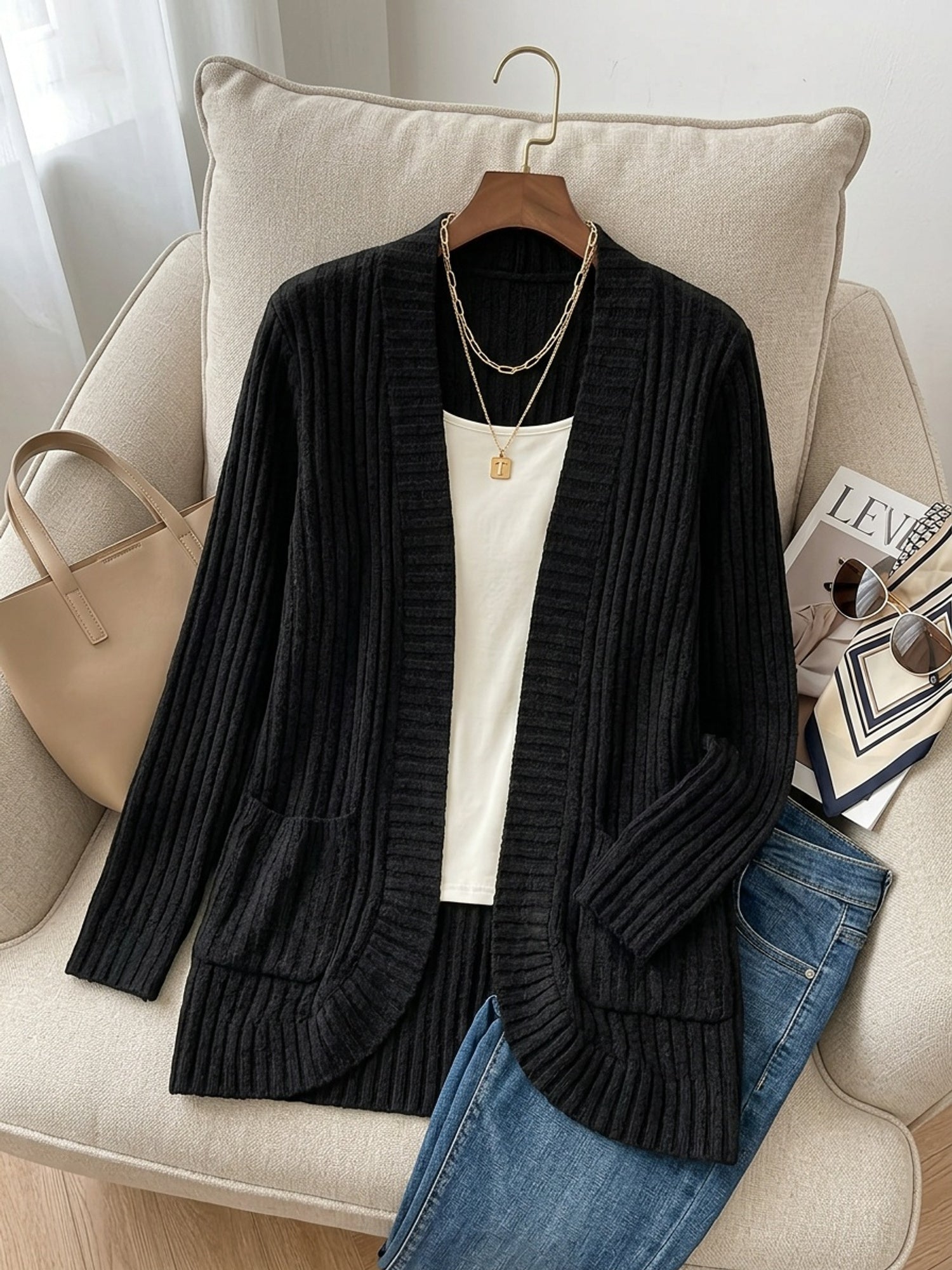Pocket Open-Front Cardigan Jacket - gallery image 5