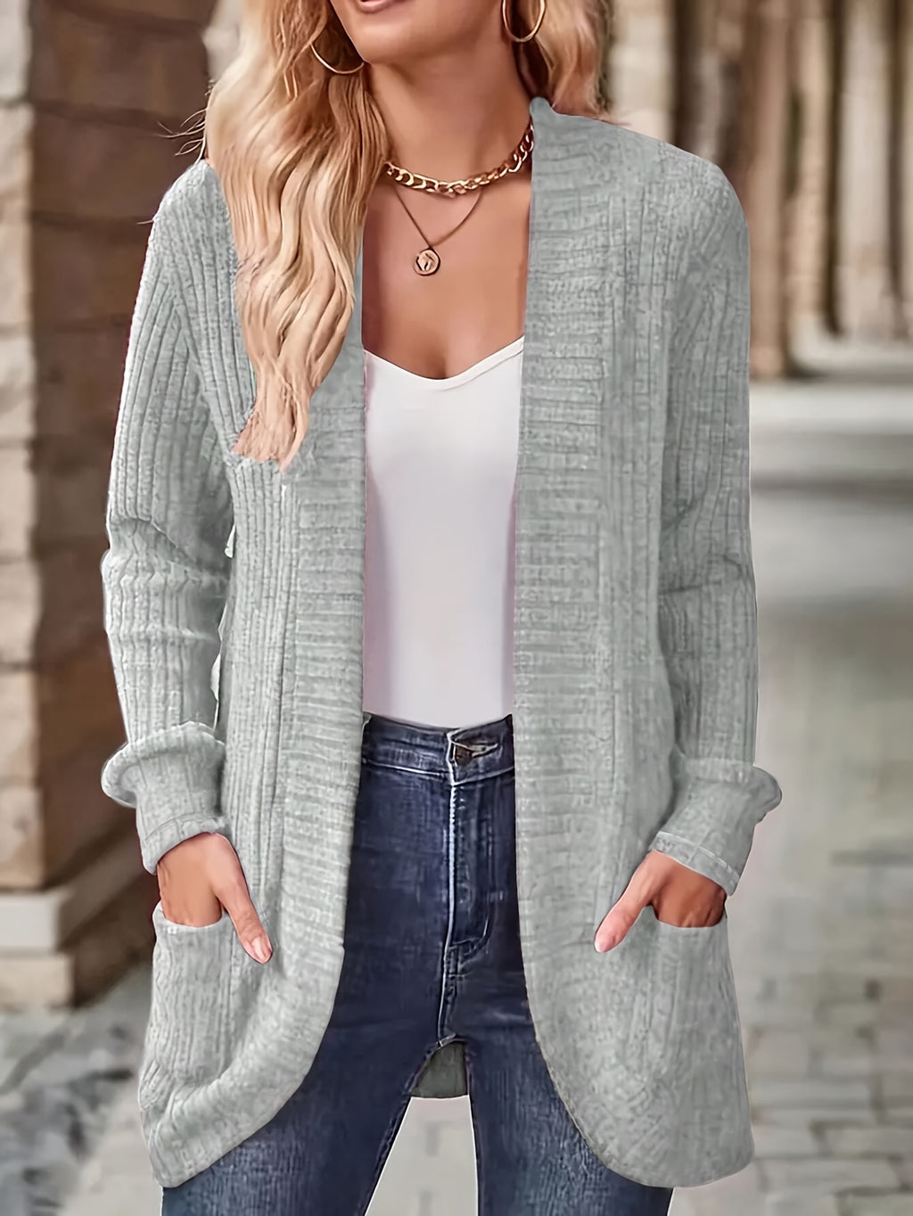 Pocket Open-Front Cardigan Jacket - gallery image 7