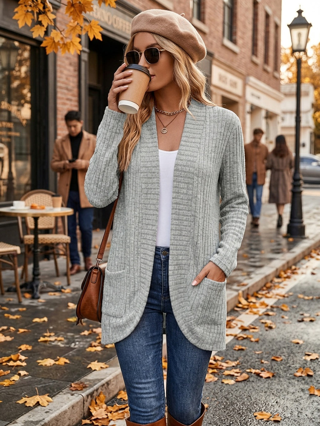 Pocket Open-Front Cardigan Jacket - gallery image 9