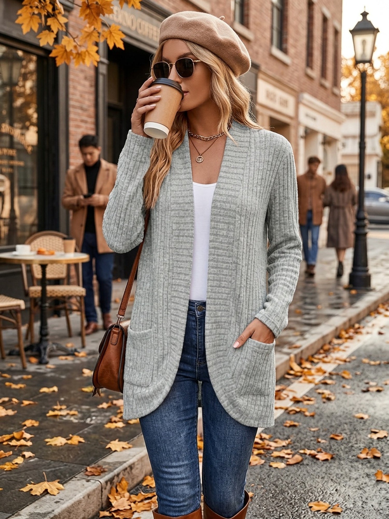 Pocket Open-Front Cardigan Jacket - gallery image 9