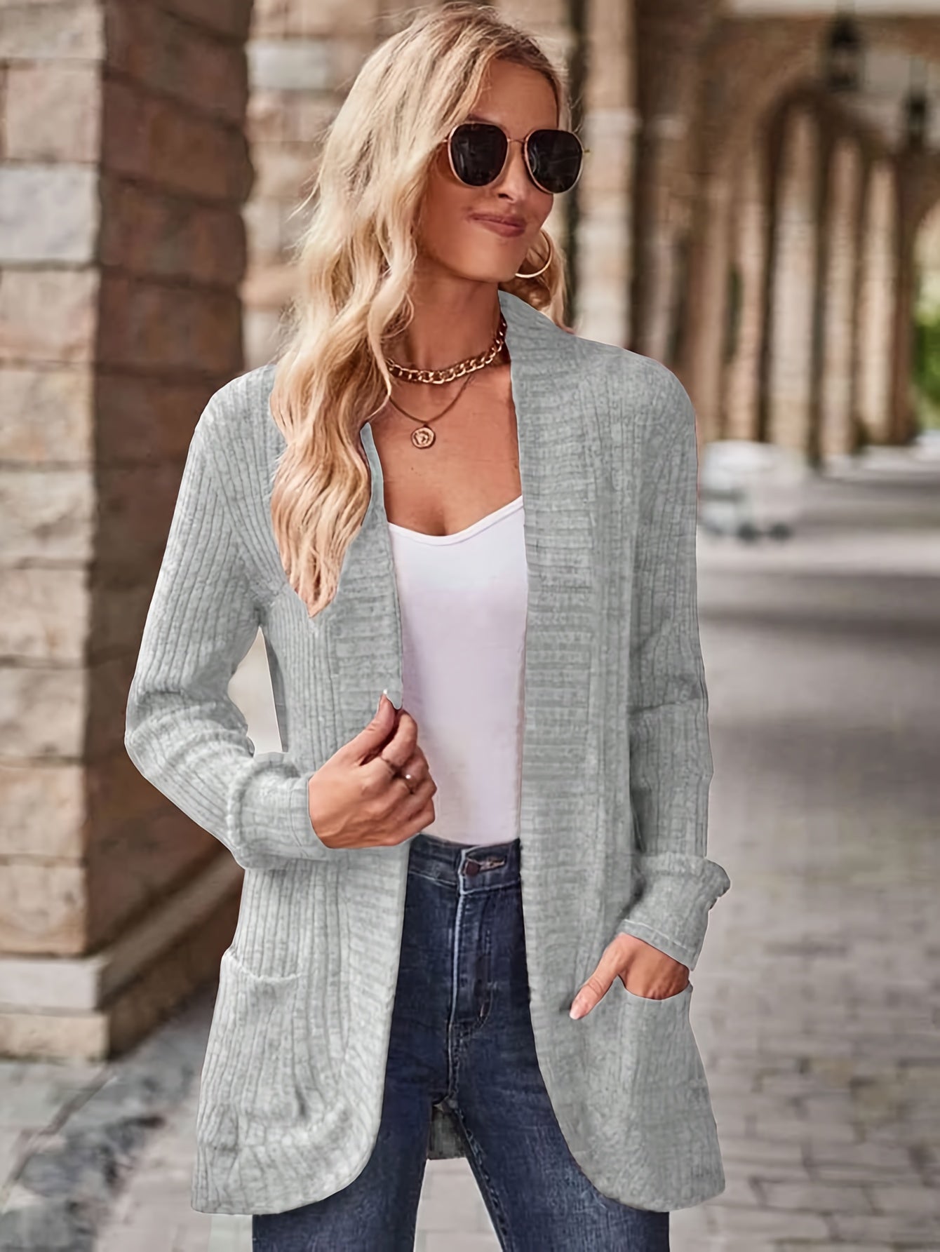 Pocket Open-Front Cardigan Jacket - gallery image 10