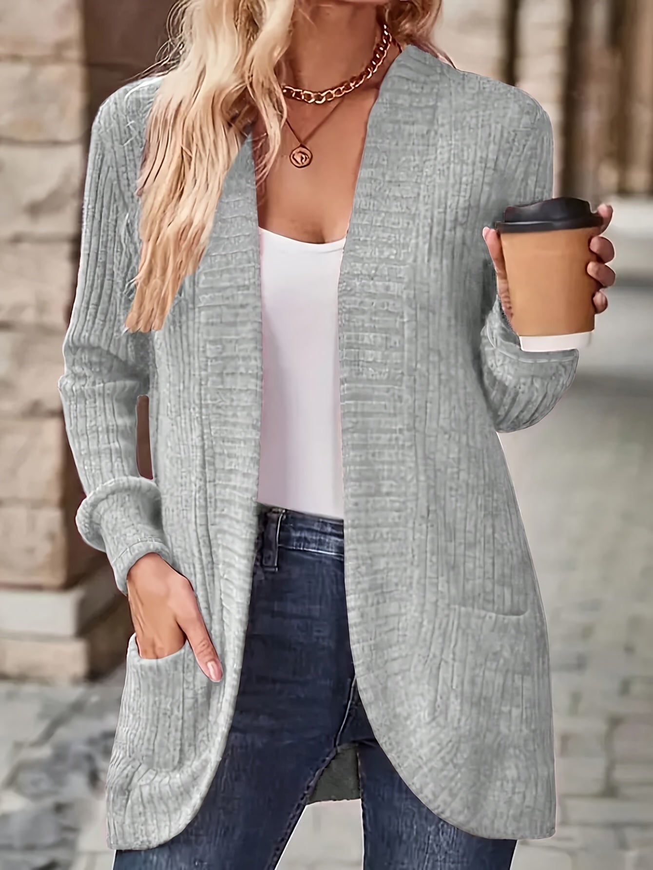Pocket Open-Front Cardigan Jacket - gallery image 11