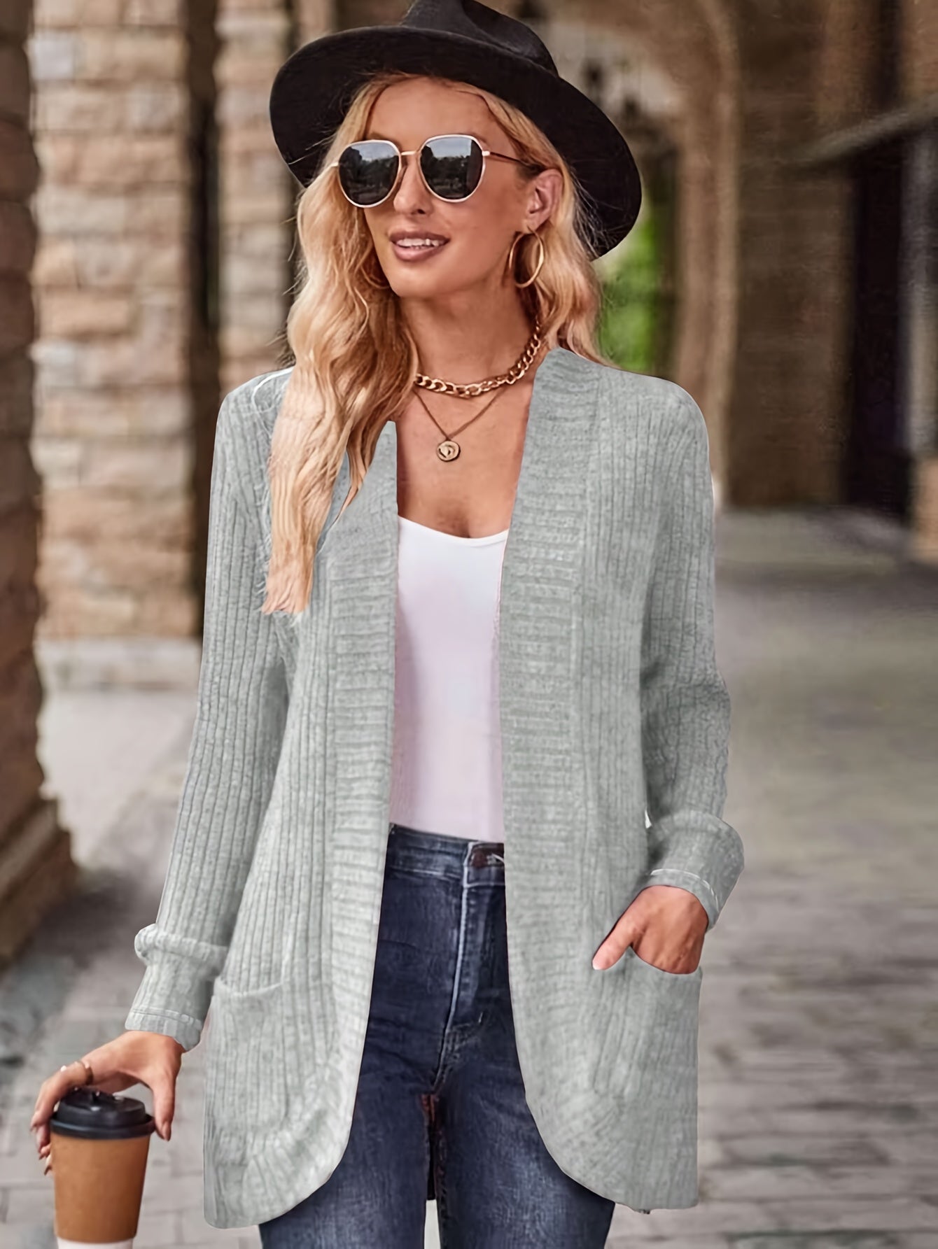 Pocket Open-Front Cardigan Jacket - gallery image 12
