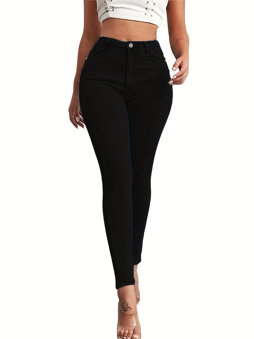 Black Tapered Cropped Jeans - gallery image 5