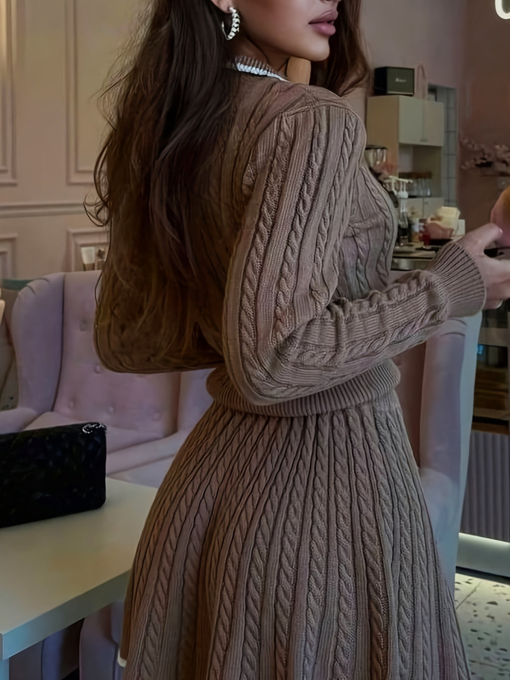 Cable-Knit Top & Pleated Skirt Set – gallery image 12