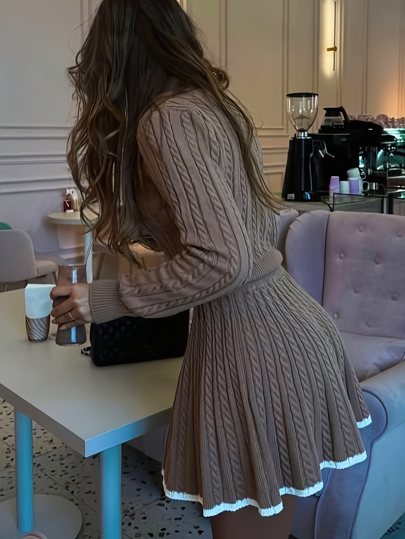 Cable-Knit Top & Pleated Skirt Set – gallery image 14