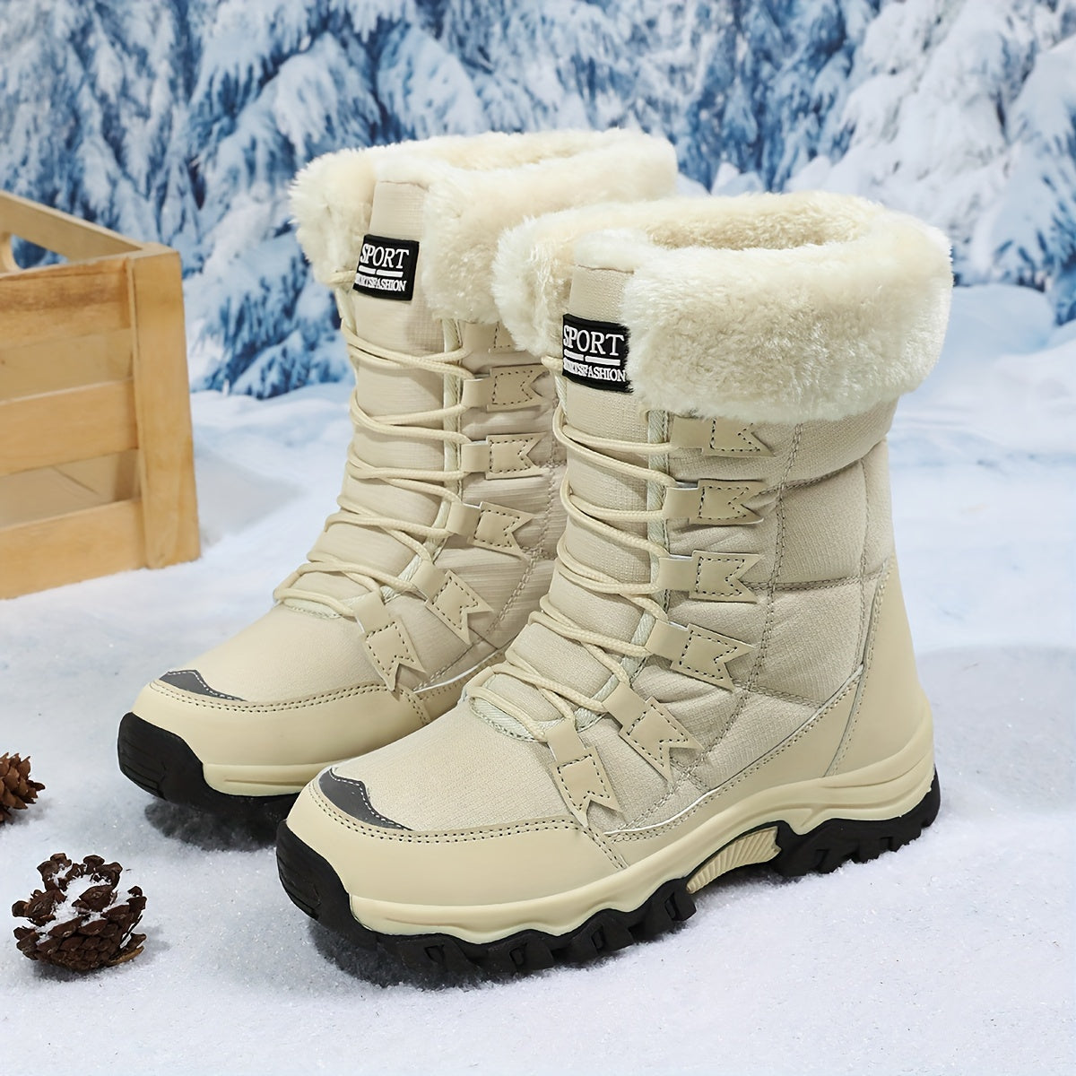 Fleece-Lined Lace-Up Snow Boots – view 4