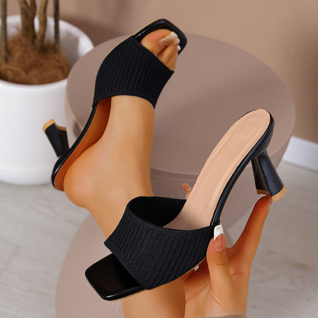 Knitted Square-Toe Heel Sandals – view 5