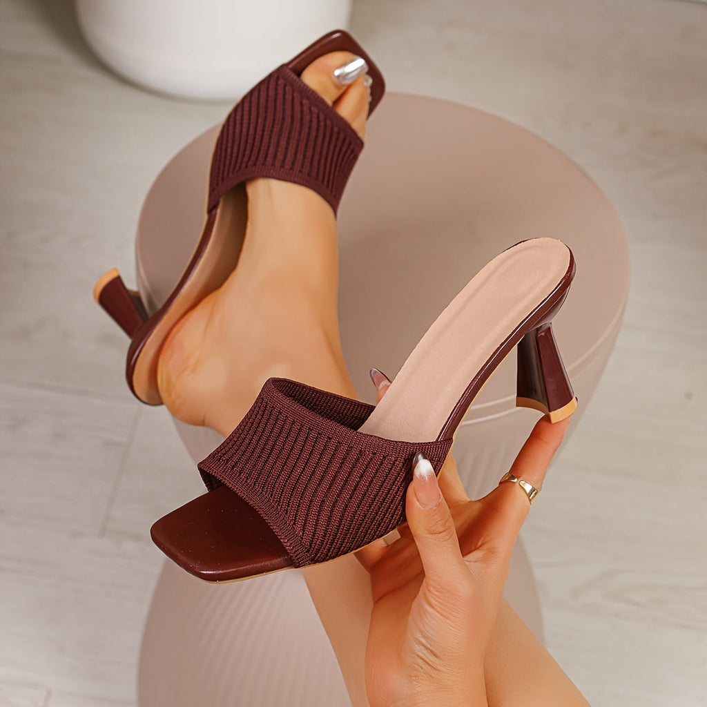 Knitted Square-Toe Heel Sandals – view 6