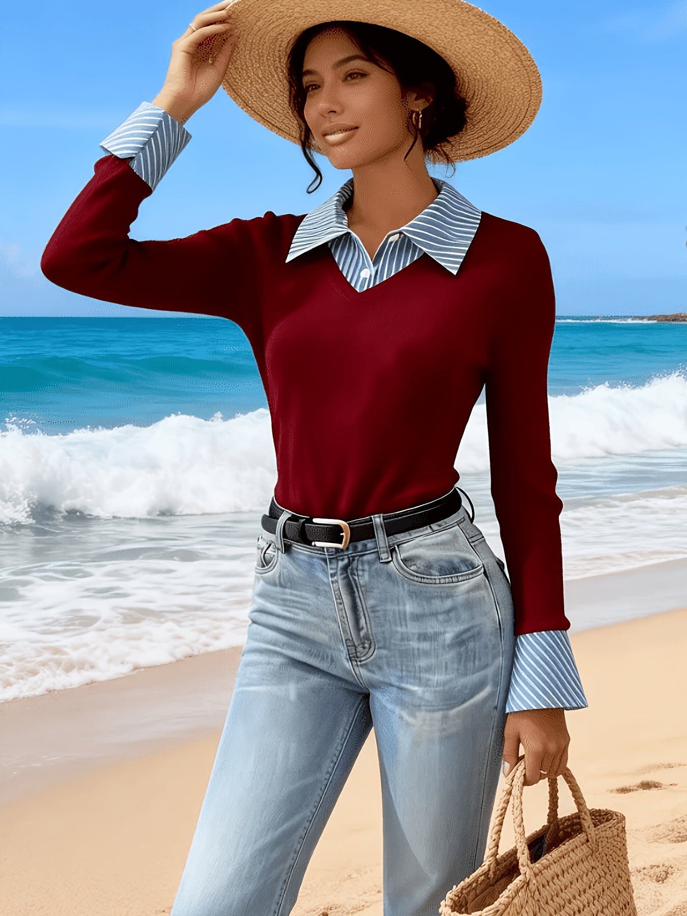 Two-in-One Flared-Collar Top – gallery image 2