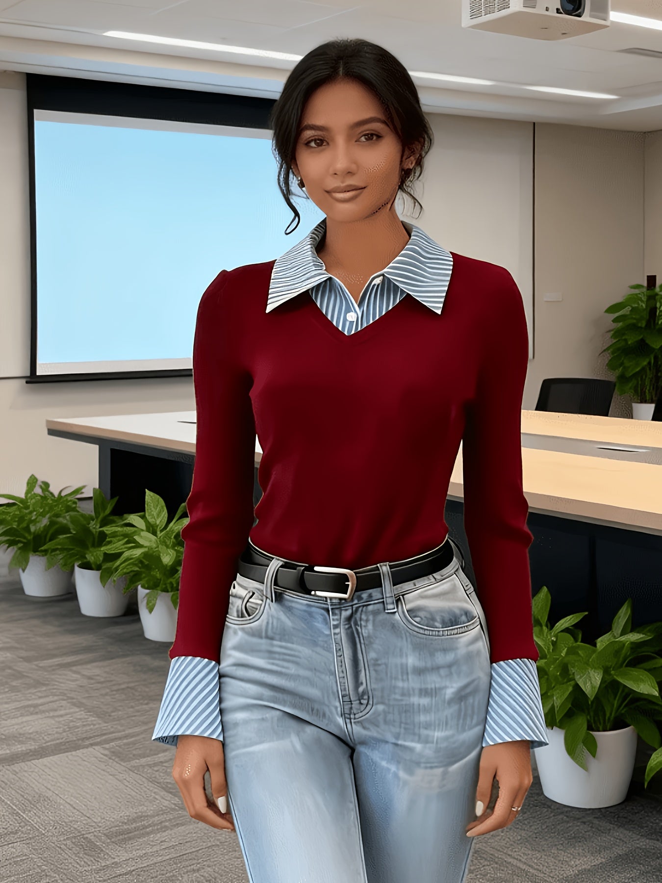 Two-in-One Flared-Collar Top – gallery image 5