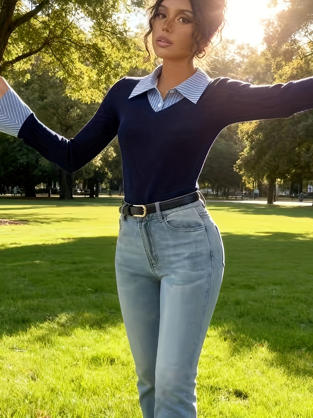 Two-in-One Flared-Collar Top – gallery image 13